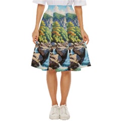 Serene Mountain Waterfall Landscape Classic Short Skirt by ExtraGoodSauce