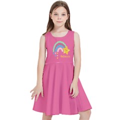 Personalized Name Rainbow Satr Pattern Kids  Skater Dress