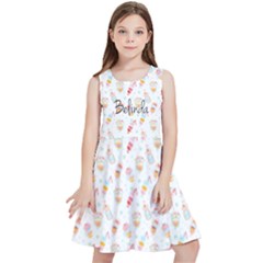 Personalized Name Ice Cream Pattern Kids  Skater Dress