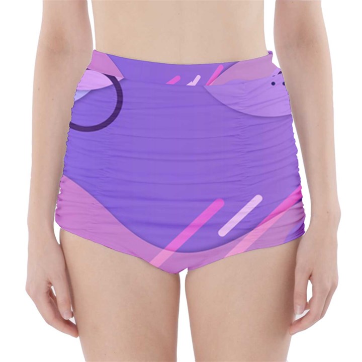 Colorful Labstract Wallpaper Theme High-Waisted Bikini Bottoms