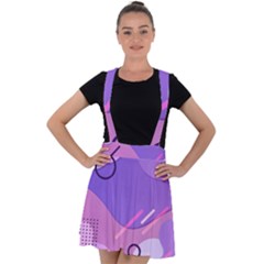 Colorful Labstract Wallpaper Theme Velvet Suspender Skater Skirt