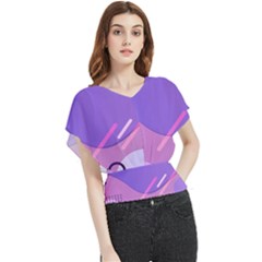 Colorful Labstract Wallpaper Theme Butterfly Chiffon Blouse