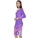 Colorful Labstract Wallpaper Theme Long Sleeve V-Neck Bodycon Dress  View2