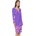 Colorful Labstract Wallpaper Theme Long Sleeve V-Neck Bodycon Dress  View3