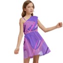 Colorful Labstract Wallpaper Theme Kids  One Shoulder Party Dress View2