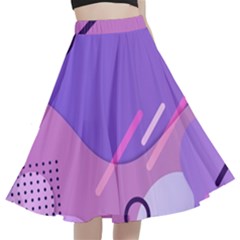 Colorful Labstract Wallpaper Theme A-line Full Circle Midi Skirt With Pocket