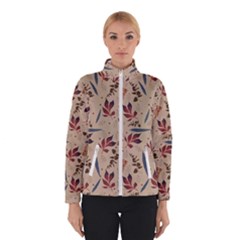 Leaves Pattern Teal Seamless Fall Women s Bomber Jacket