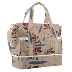 Leaves Pattern Teal Seamless Fall Sports Shoulder Bag With Shoes Compartment by Posterlux