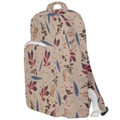 Leaves Pattern Teal Seamless Fall Double Compartment Backpack by Posterlux