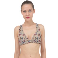 Leaves Pattern Teal Seamless Fall Classic Banded Bikini Top