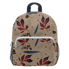 Leaves Pattern Teal Seamless Fall Kids  Age 5-10 Lightweight School Backpack with Side Pockets