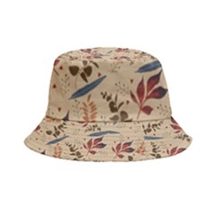 Leaves Pattern Teal Seamless Fall Inside Out Bucket Hat