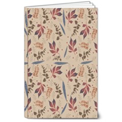 Leaves Pattern Teal Seamless Fall 8  x 10  Softcover Notebook