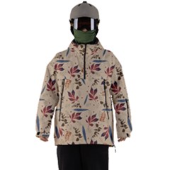 Leaves Pattern Teal Seamless Fall Men s Ski And Snowboard Waterproof Breathable Jacket by Posterlux