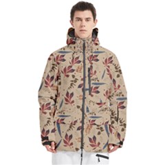 Leaves Pattern Teal Seamless Fall Men s Multi Pockets Zip Ski and Snowboard Waterproof Breathable Jacket