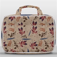 Leaves Pattern Teal Seamless Fall Travel Toiletry Bag With Hanging Hook