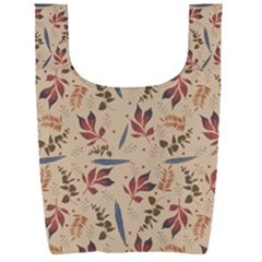 Leaves Pattern Teal Seamless Fall Foldable Shopping Bag