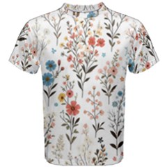 Flowers Design Floral Men s Cotton T-shirt