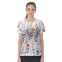 Flowers Design Floral Women s Sport Mesh T-shirt