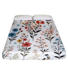 Flowers Design Floral Fitted Sheet (queen Size)