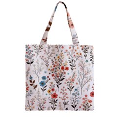 Flowers Design Floral Zipper Grocery Tote Bag