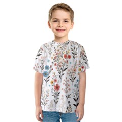 Flowers Design Floral Kids  Sport Mesh T-shirt