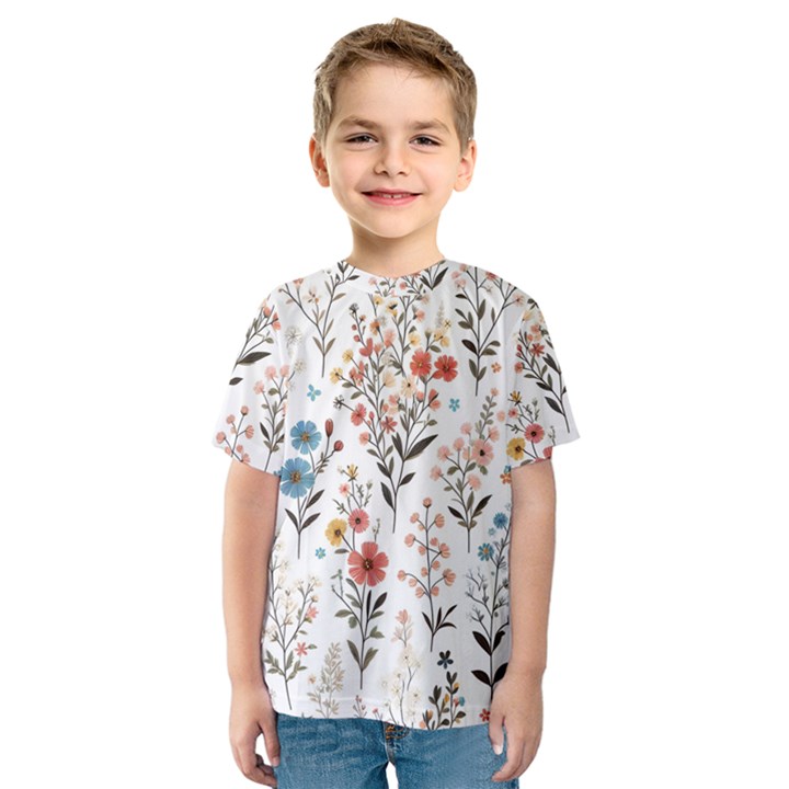 Flowers Design Floral Kids  Sport Mesh T-Shirt