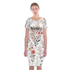 Flowers Design Floral Classic Short Sleeve Midi Dress