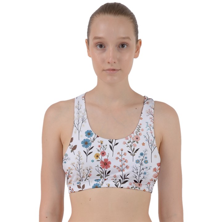 Flowers Design Floral Back Weave Sports Bra