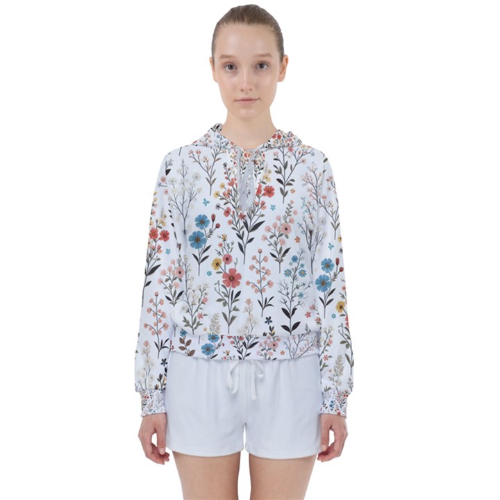 Flowers Design Floral Women s Tie Up Sweat