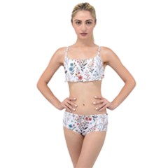 Flowers Design Floral Layered Top Bikini Set