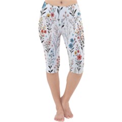 Flowers Design Floral Lightweight Velour Cropped Yoga Leggings