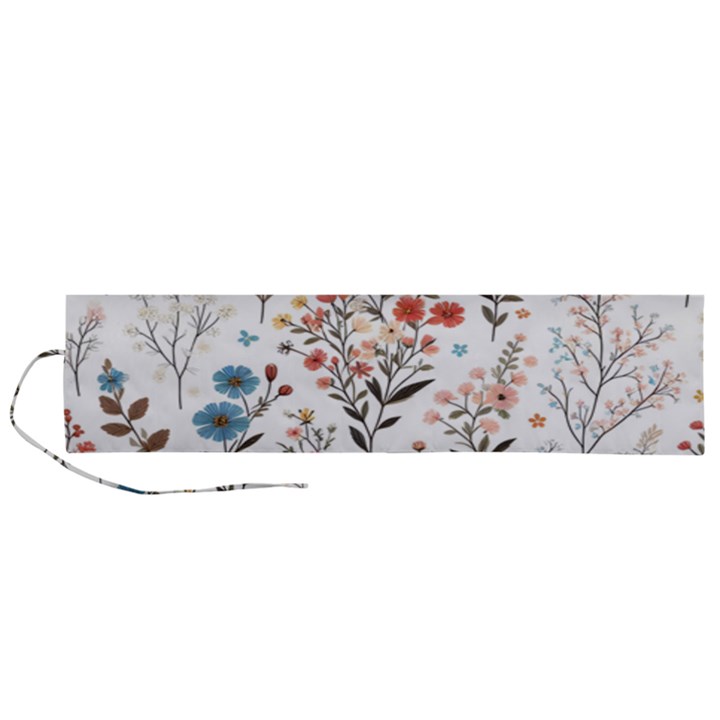 Flowers Design Floral Roll Up Canvas Pencil Holder (L)