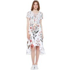 Flowers Design Floral High Low Boho Dress