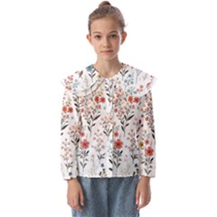 Flowers Design Floral Kids  Peter Pan Collar Blouse by Posterlux