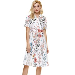 Flowers Design Floral Button Top Knee Length Dress