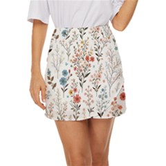 Flowers Design Floral Mini Front Wrap Skirt