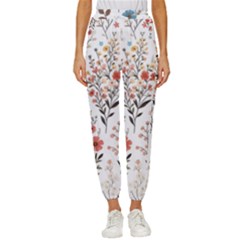 Flowers Design Floral Women s Cropped Drawstring Pants