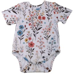 Flowers Design Floral Baby Short Sleeve Bodysuit