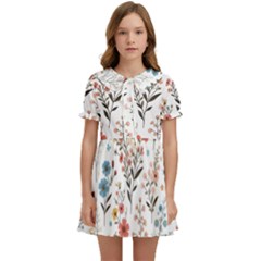 Flowers Design Floral Kids  Sweet Collar Dress