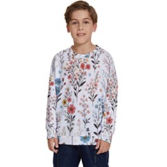 Flowers Design Floral Kids  Crewneck Sweatshirt