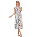 Flowers Design Floral V-Neck Drawstring Shoulder Sleeveless Maxi Dress View3