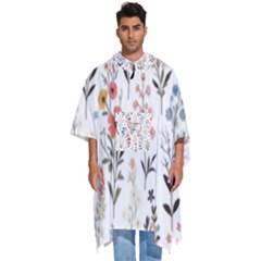 Flowers Design Floral Men s Hooded Rain Ponchos