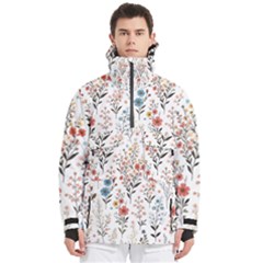 Flowers Design Floral Men s Pullover Zip Ski And Snowboard Waterproof Breathable Jacket