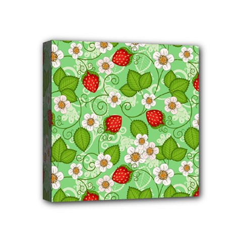 Strawberries Pattern Seamless Mini Canvas 4  X 4  (stretched)