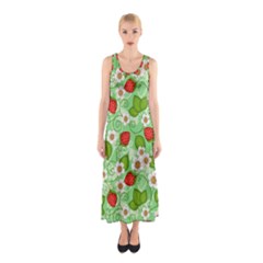 Strawberries Pattern Seamless Sleeveless Maxi Dress