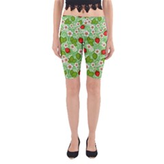 Strawberries Pattern Seamless Yoga Cropped Leggings