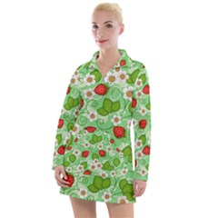 Strawberries Pattern Seamless Women s Long Sleeve Casual Dress