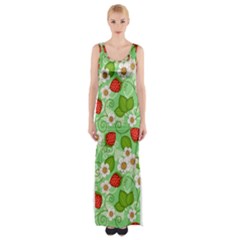 Strawberries Pattern Seamless Thigh Split Maxi Dress