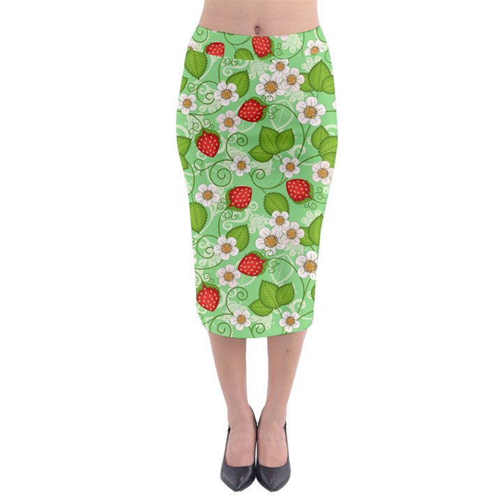 Strawberries Pattern Seamless Midi Pencil Skirt